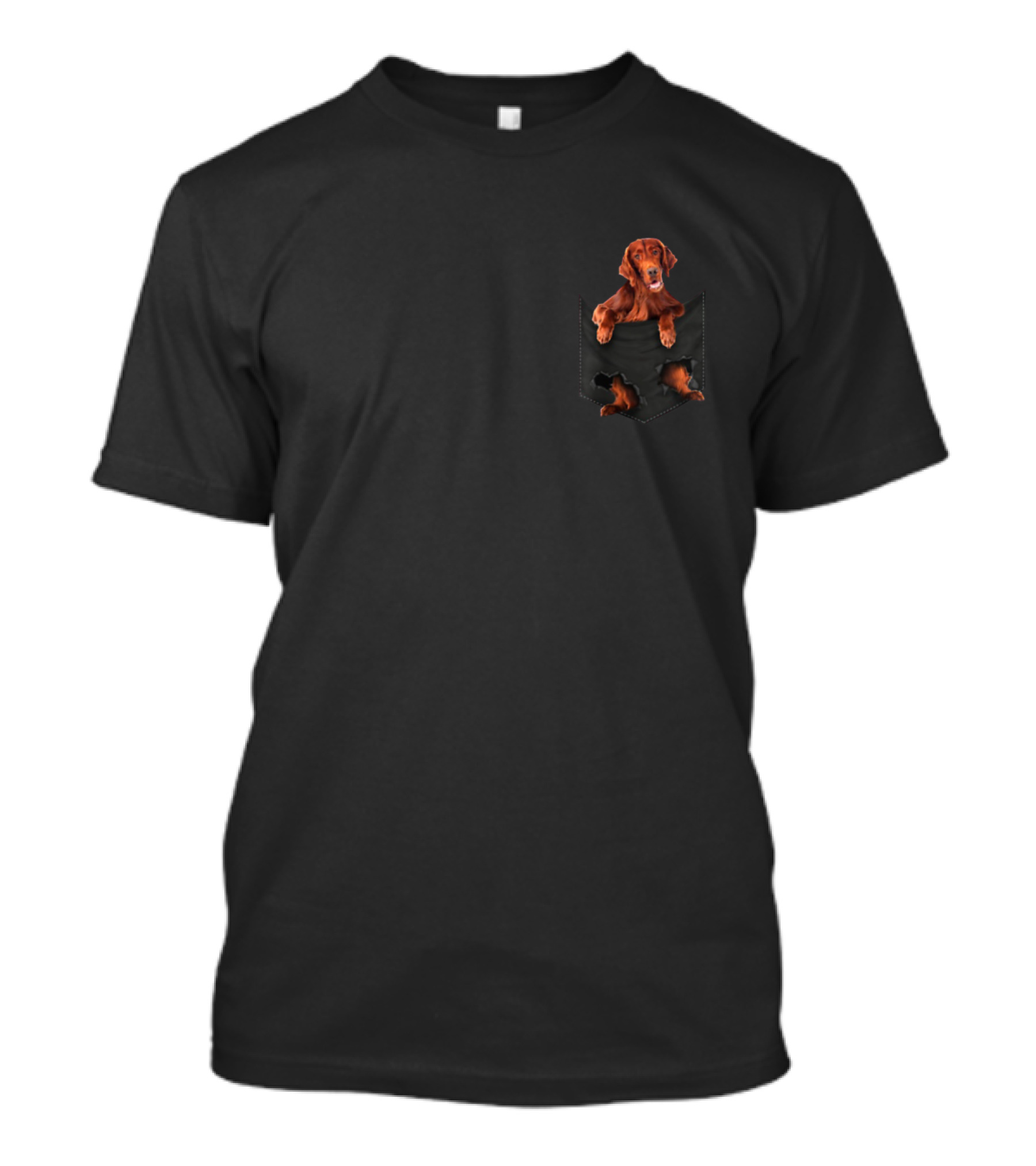 Irish Setter Dog In Pocket T-Shirt