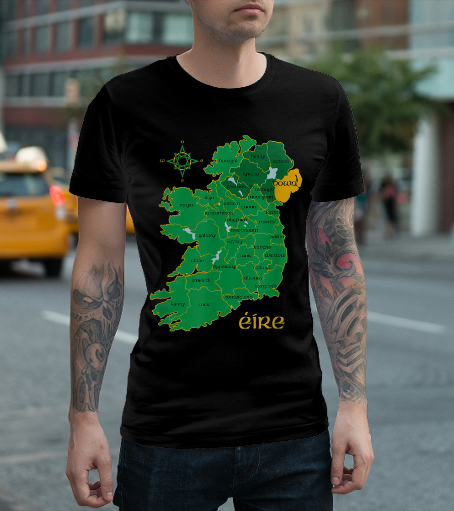 Down County Map Éire Northern Ireland Ulster Irish T-Shirt