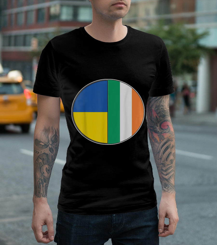 Half Ukrainian Half Irish Flag Pie Chart Heritage T-Shirt