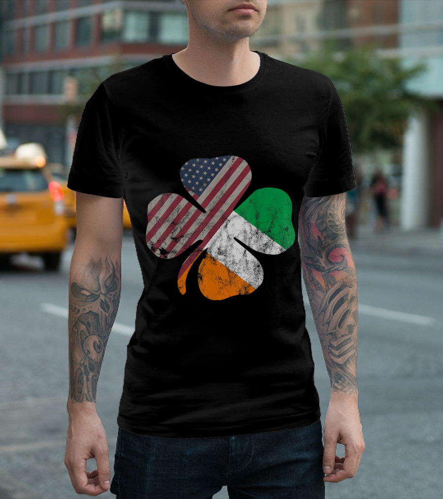 Irish American Flag Shamrock St. Patrick's Day T-Shirt