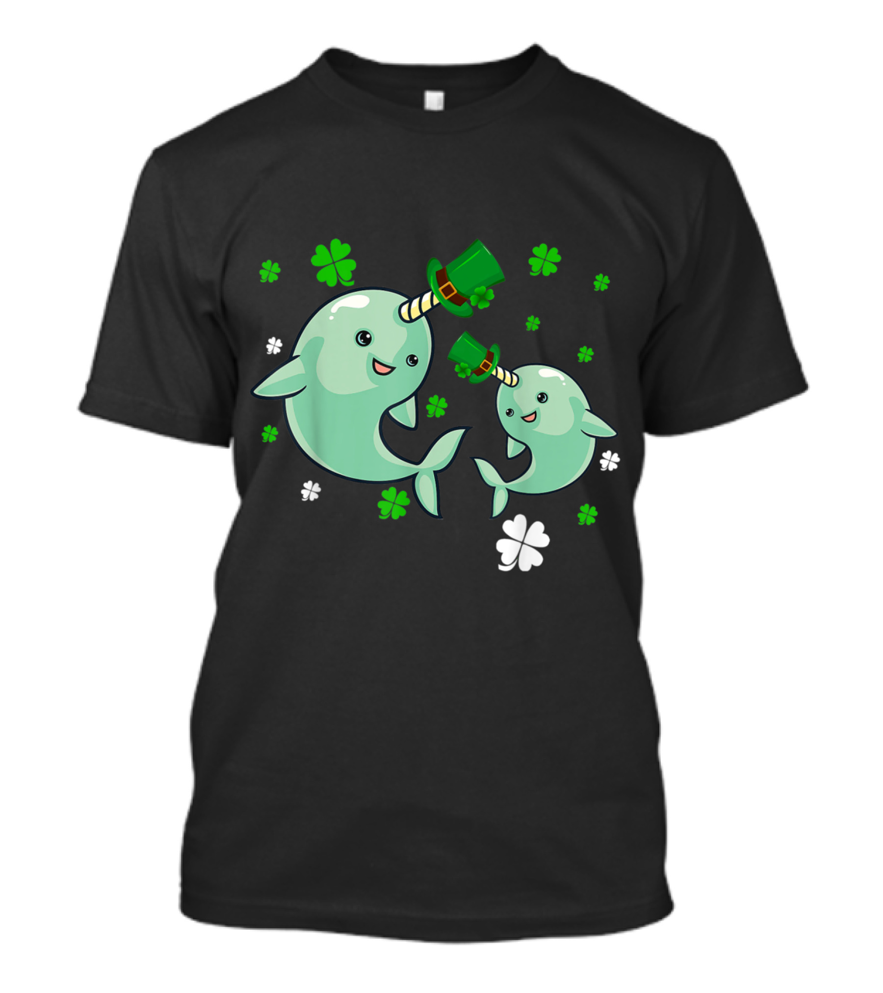 Leprechaun Narwhal St Patricks Day Narwhal Lover Shamrock Hat T-Shirt