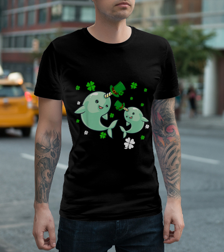 Leprechaun Narwhal St Patricks Day Narwhal Lover Shamrock Hat T-Shirt
