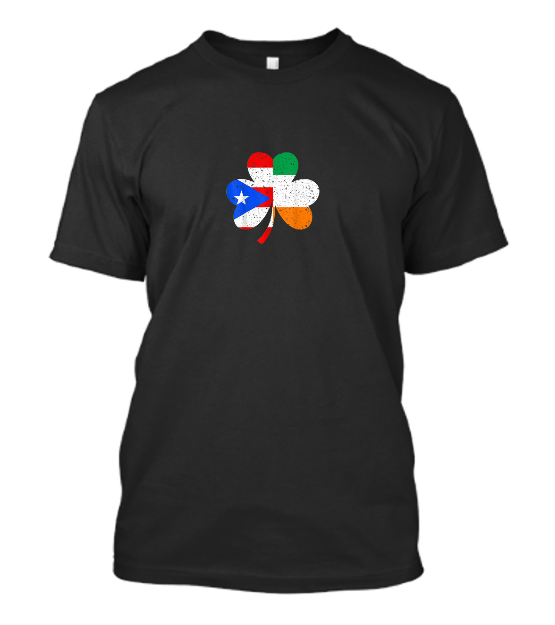Clover Shamrock With Irish And Puerto Rican Flag For St Patrick's Day T-Shirt