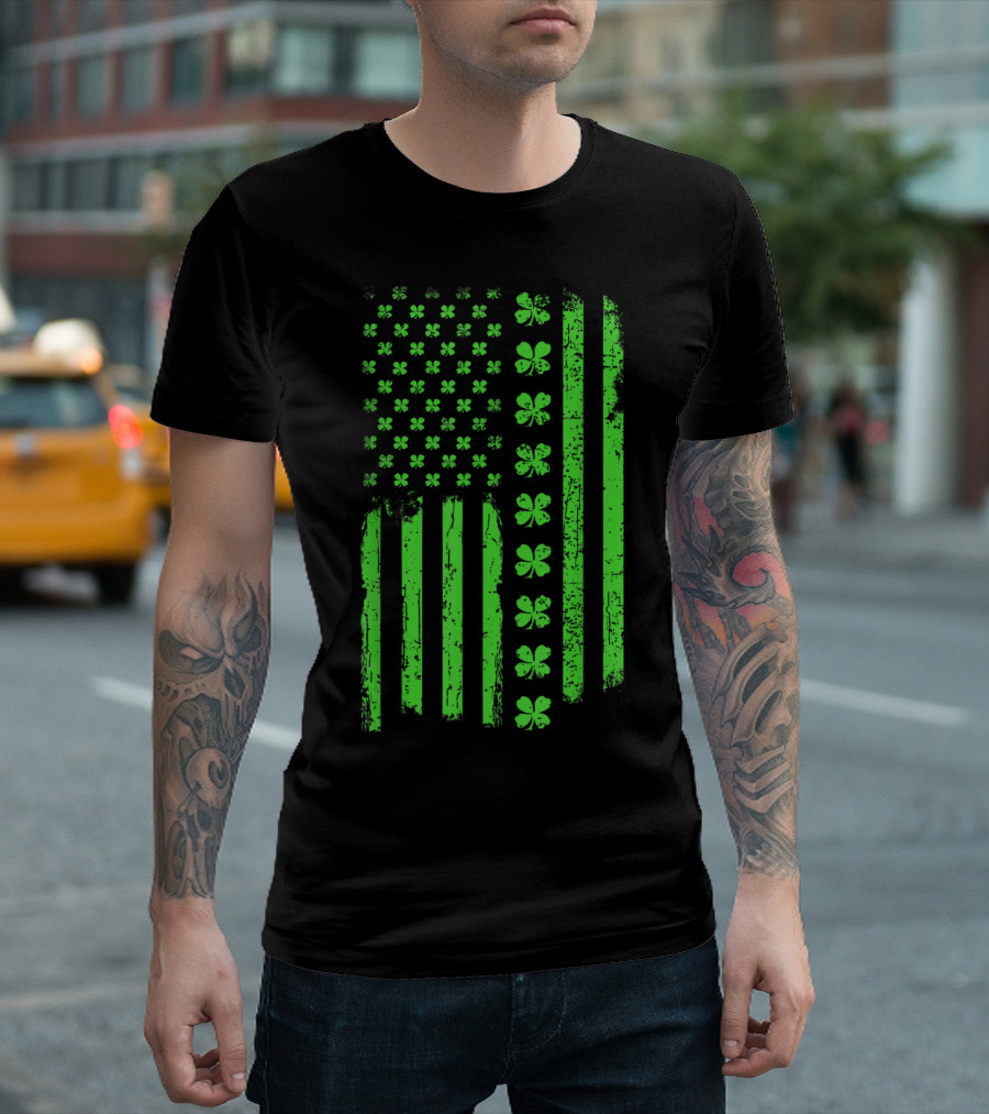 St Patricks Day Irish American Flag Clover Stripes Shamrock Stars T-Shirt