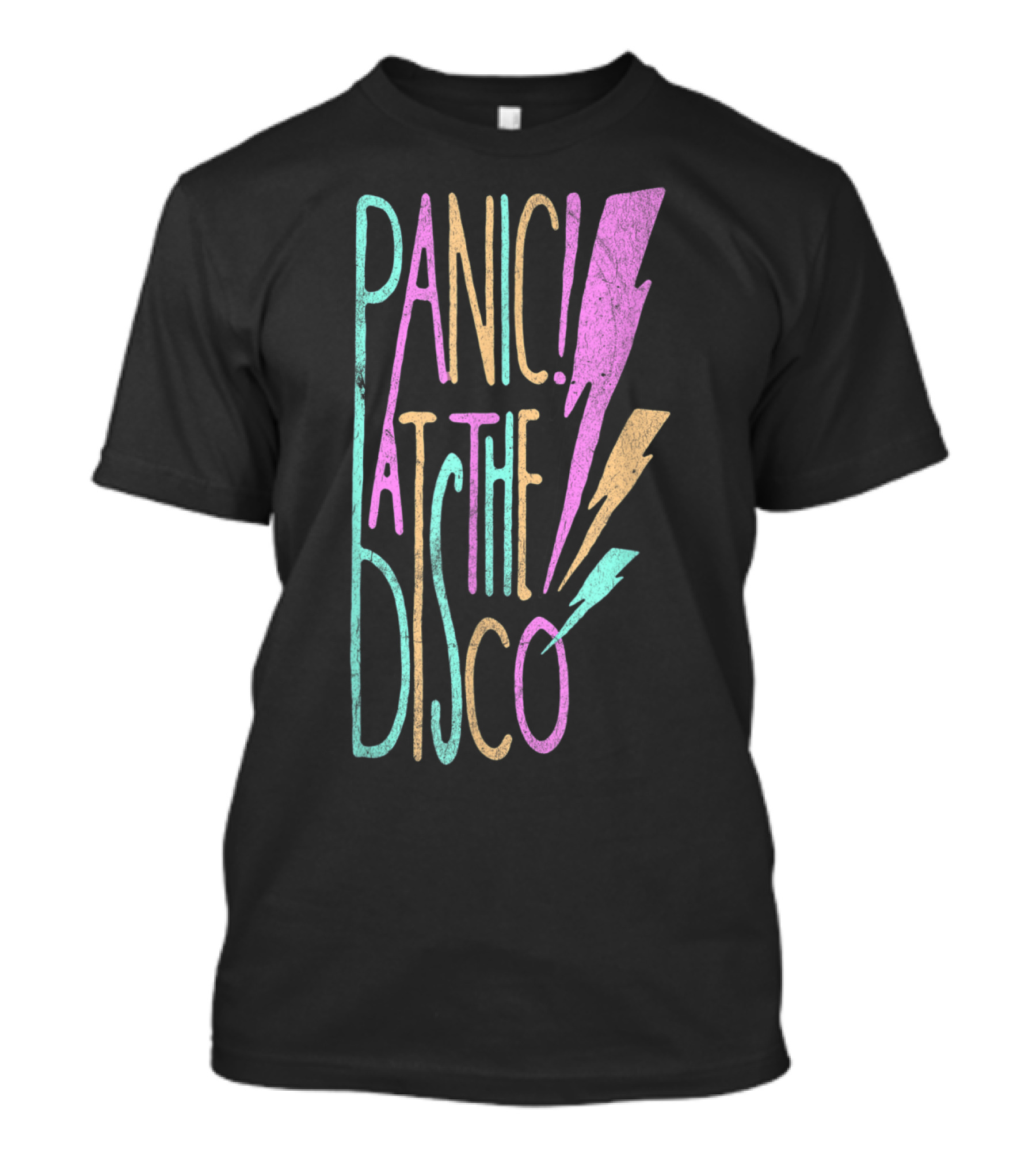 Panic At The Disco Colorful Lightning Bolt Text T-Shirt