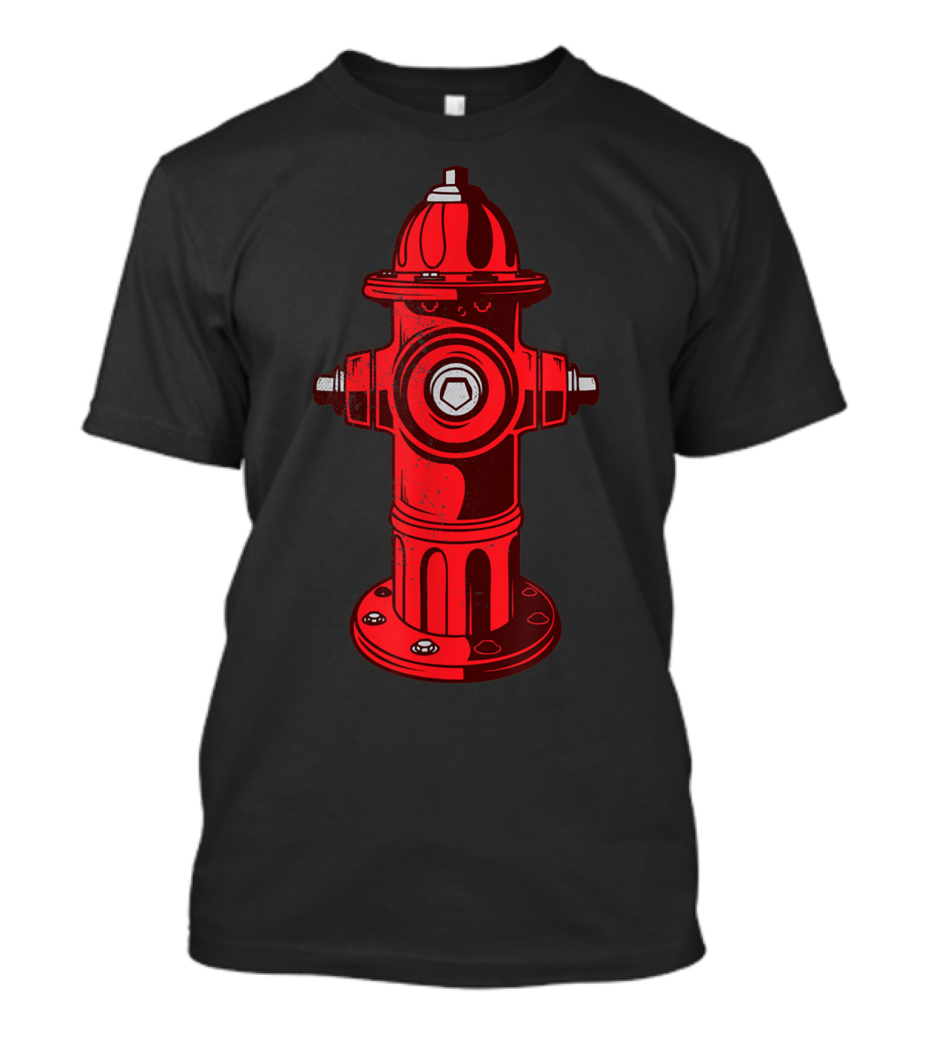Red Fire Hydrant Firefighter Work Emblem T-Shirt
