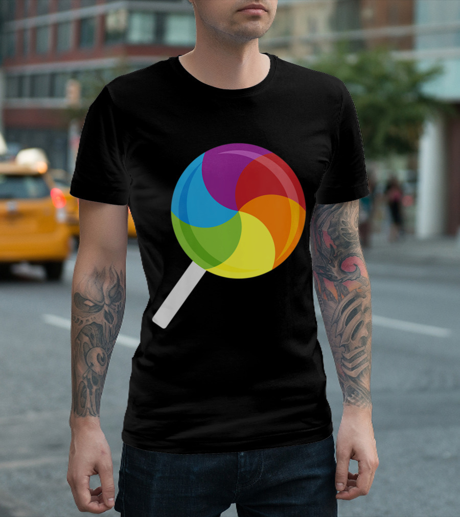 Candyland Rainbow Lollipop Colorful Swirl T-Shirt