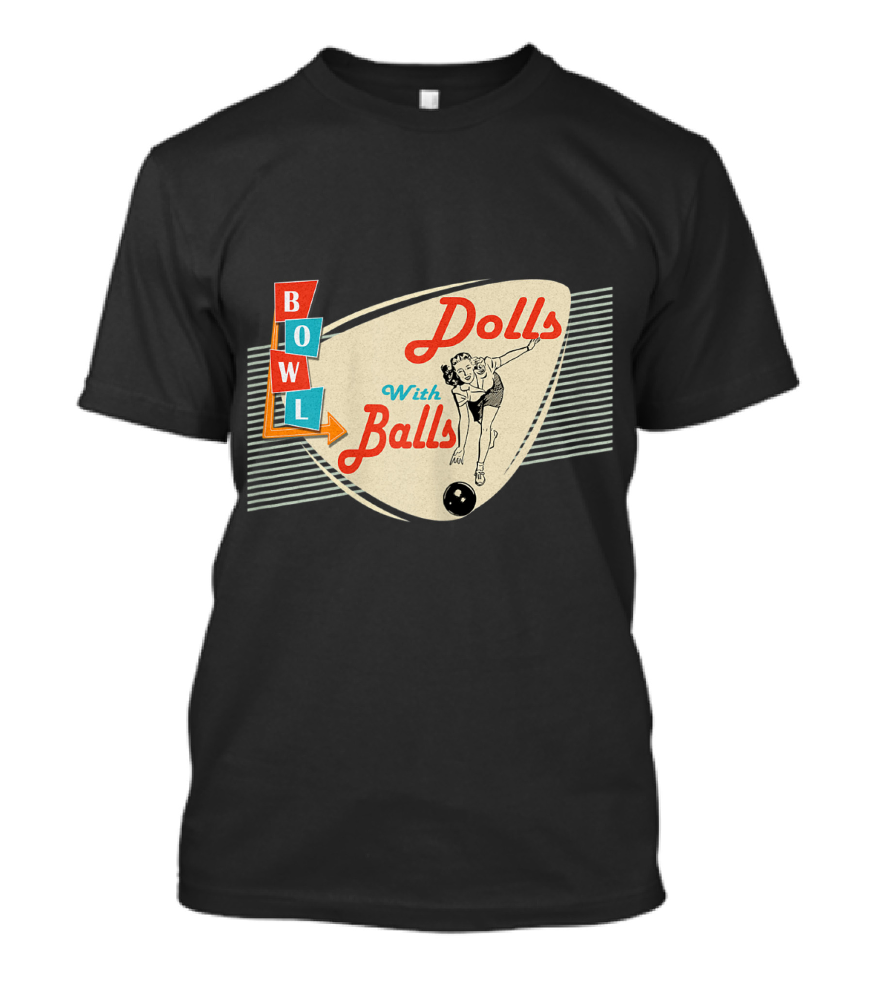 Dolls With Balls Bowl Vintage Bowling Team T-Shirt