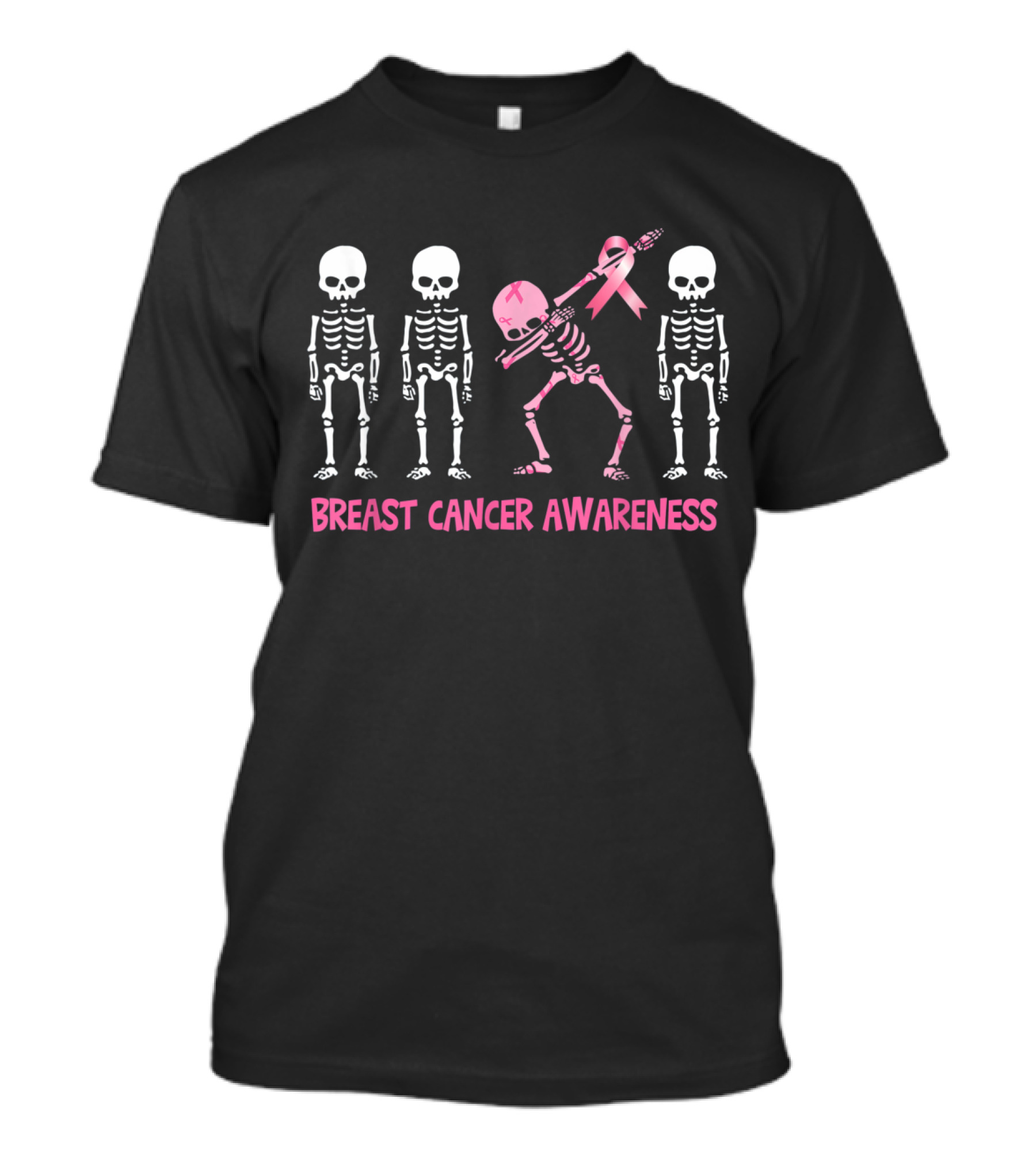 Breast Cancer Awareness Dabbing Skeletons Pink T-Shirt