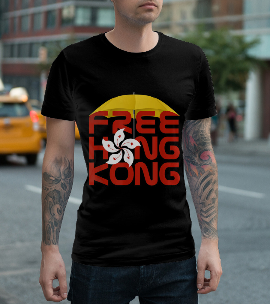 Free Hong Kong Protest Flag Yellow Umbrella T-Shirt
