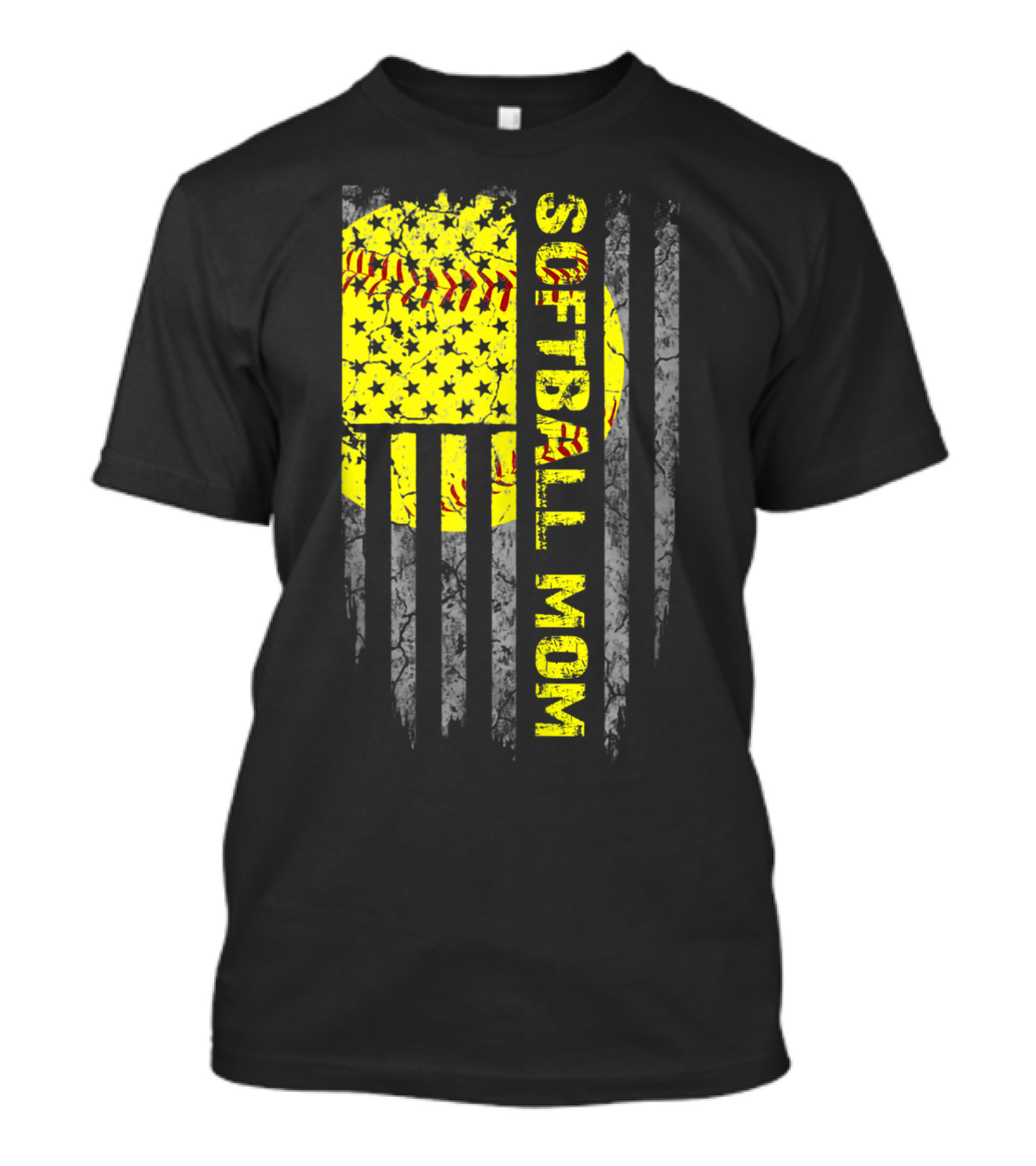 Softball Mom American Flag T-Shirt