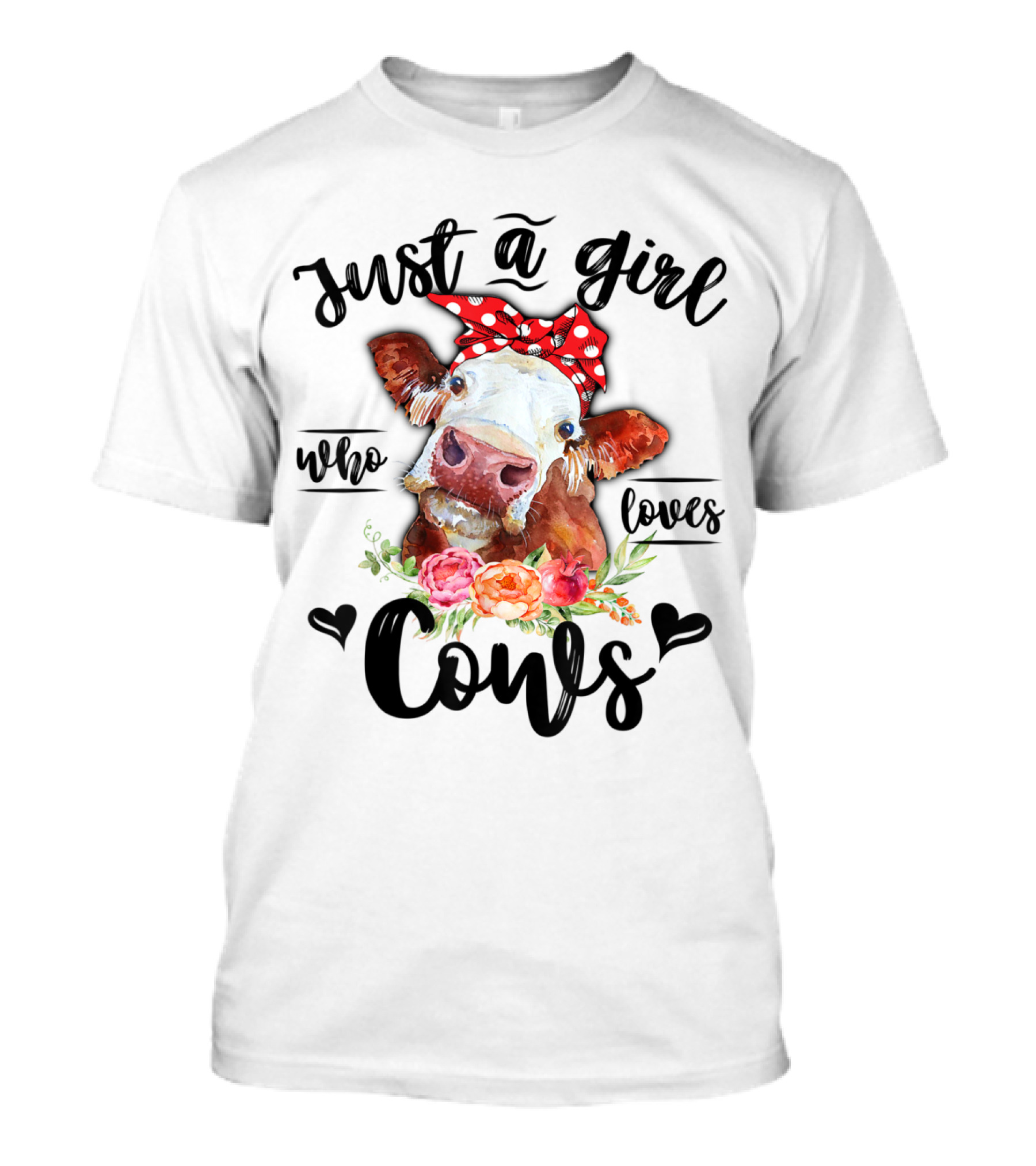 Just A Girl Who Loves Cows Cute Heifer Cow Kid T-Shirt