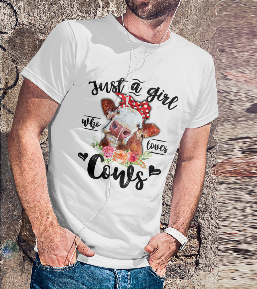 Just A Girl Who Loves Cows Cute Heifer Cow Kid T-Shirt