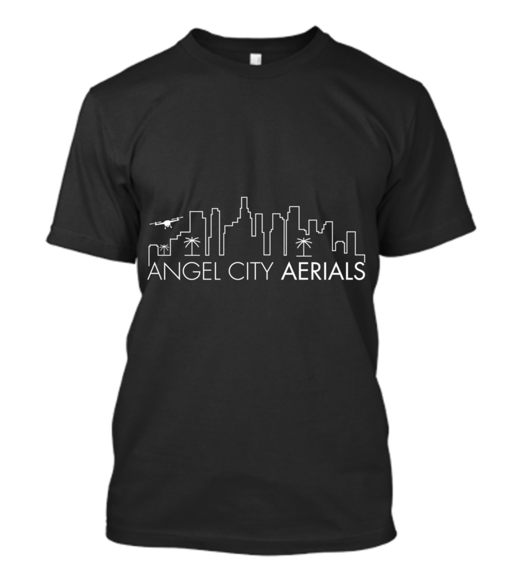 Angel City Aerials Drone Skyline With Palm Trees T-Shirt