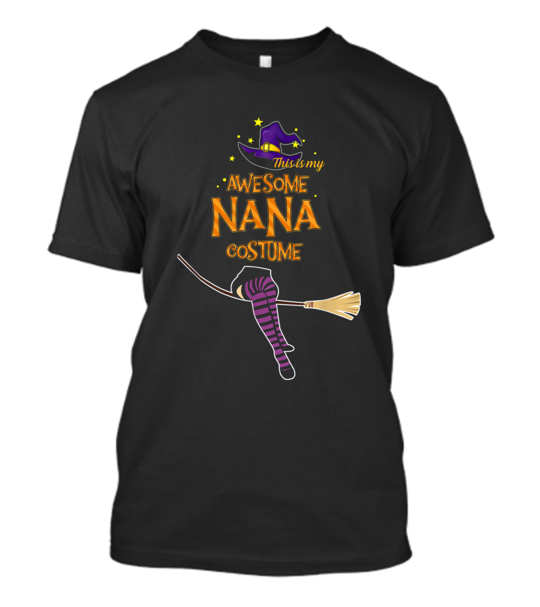 This Is My Awesome Nana Costume Funny Halloween Witch Hat Broomstick T-Shirt