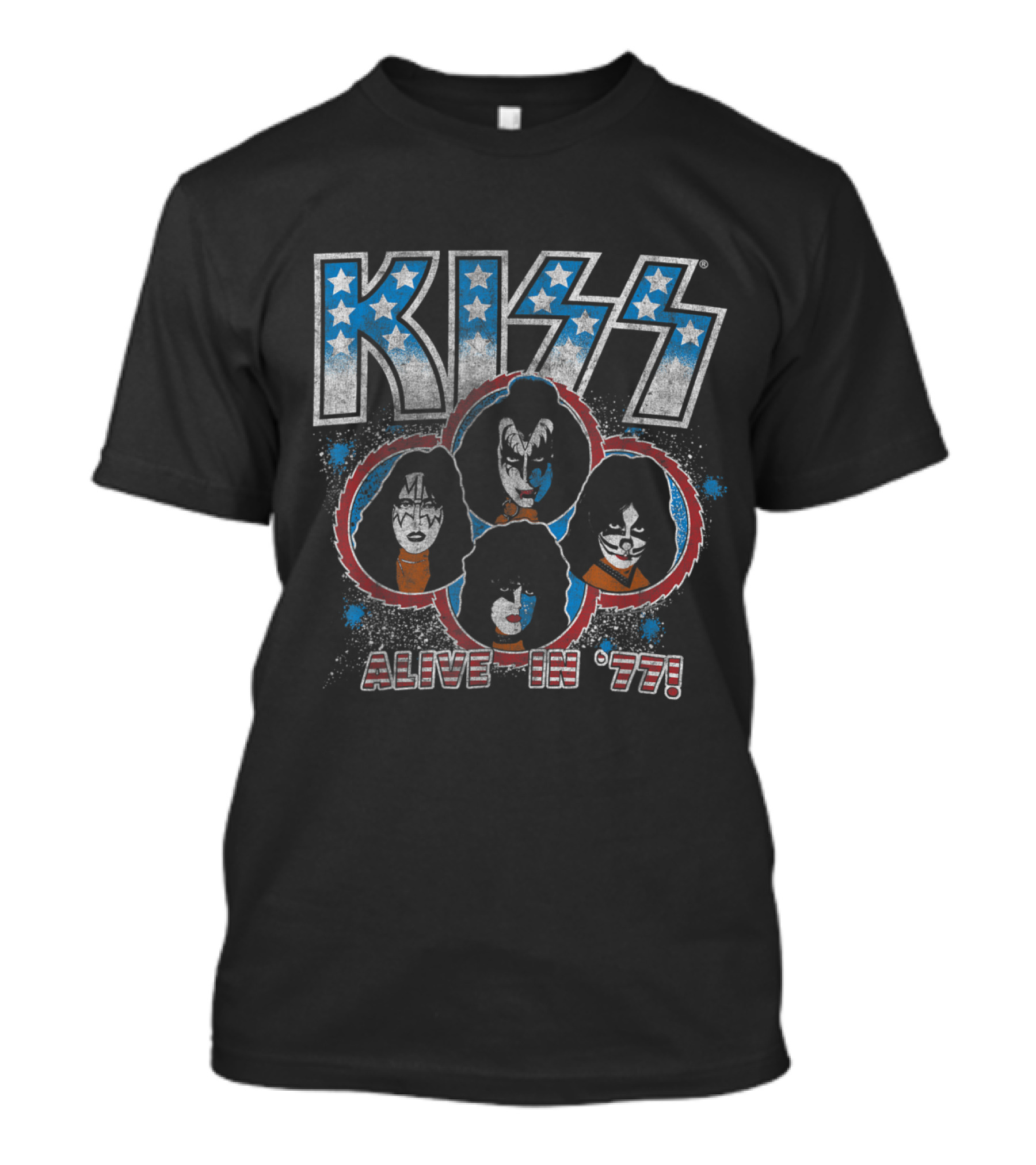KISS Alive In '77 Stars And Stripes Band T-Shirt