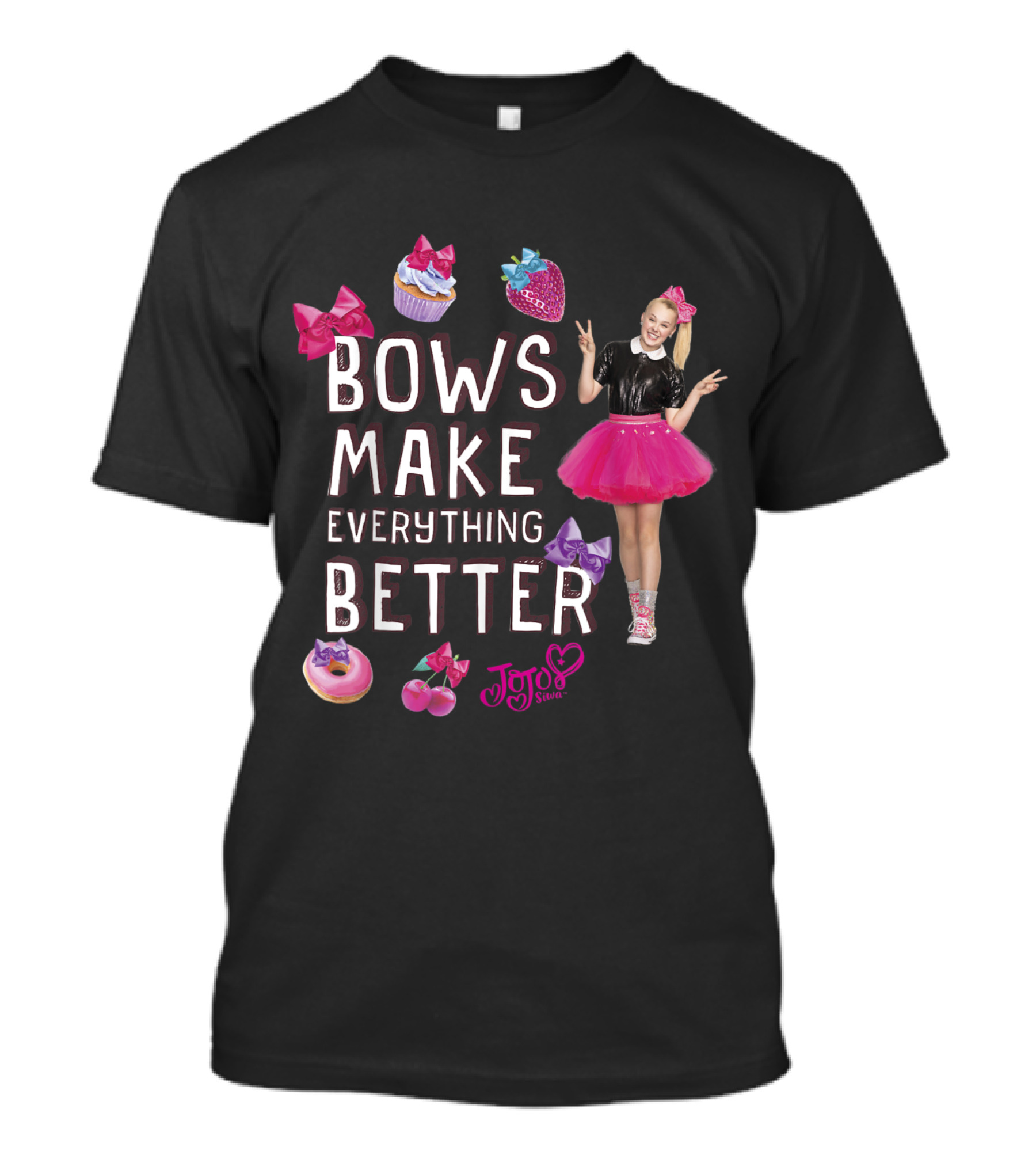 Bows Make Everything Better JoJo Siwa Nickelodeon Cupcakes Strawberries Donuts T-Shirt