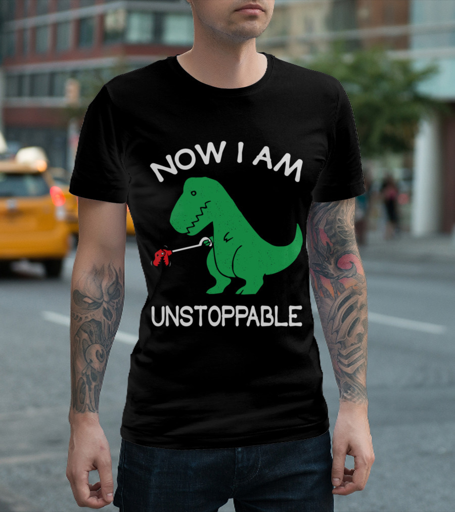 Now I Am Unstoppable Funny Rex Dinosaur with Grabber Tool T-Shirt