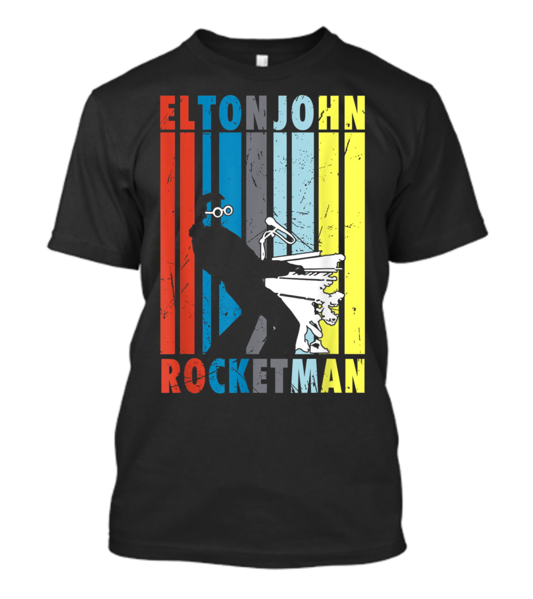 Elton John Rocketman Vintage Piano Silhouette Peanuts T-Shirt