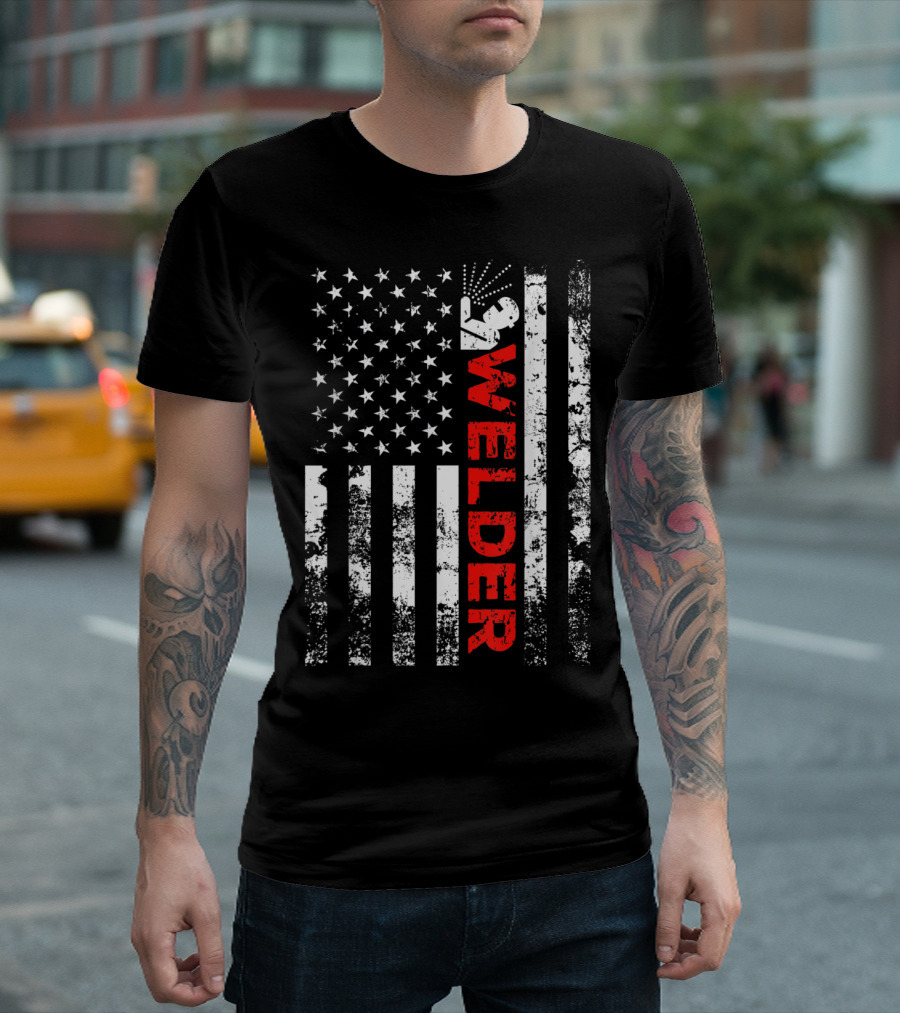 Welder American Flag Vintage USA Welding T-Shirt