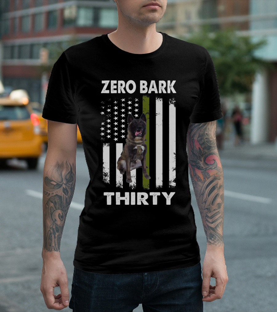 Zero Bark Thirty K9 American Military Dog USA Flag T-Shirt