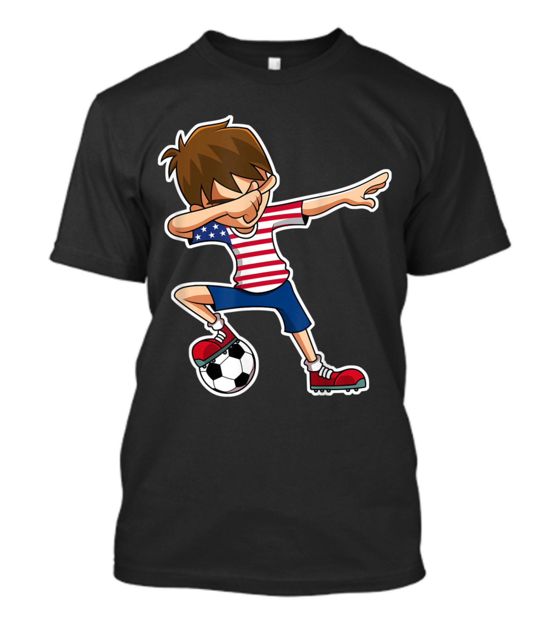 Dabbing Soccer Boy USA United States Flag Jersey Boys T-Shirt