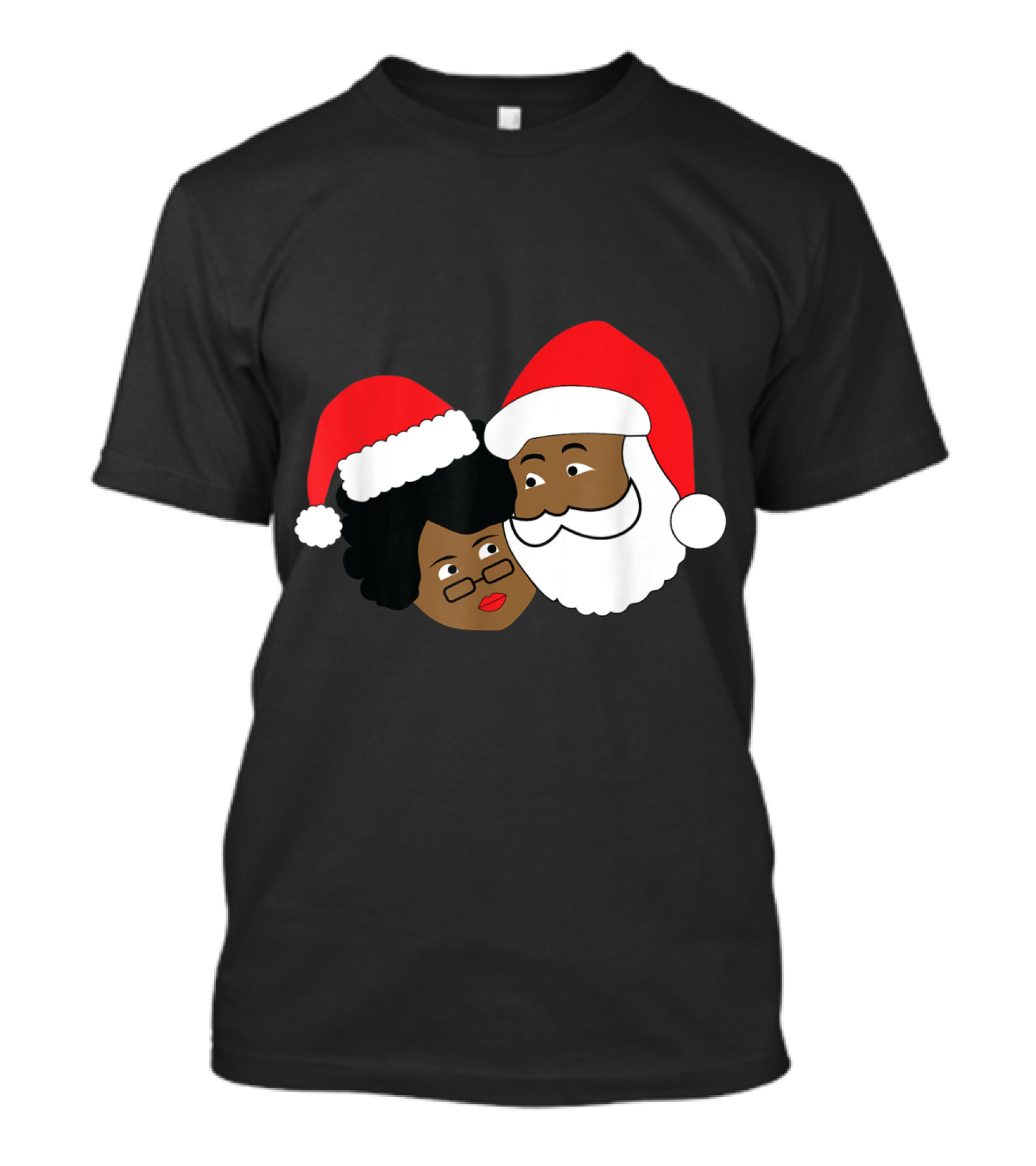 Black Santa Claus And Mrs. Claus Ethnic Christmas T-Shirt