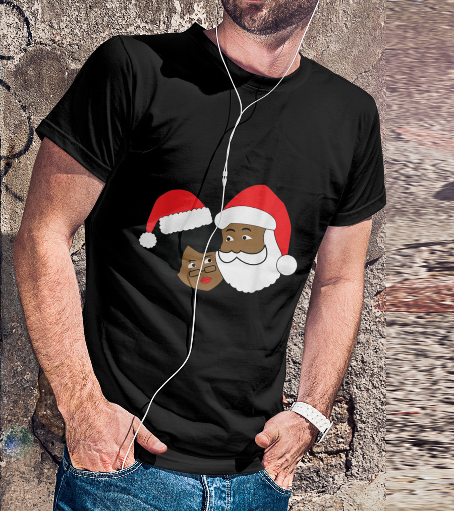Black Santa Claus And Mrs. Claus Ethnic Christmas T-Shirt