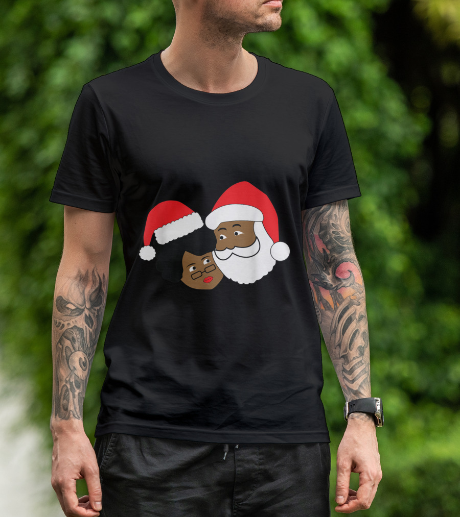 Black Santa Claus And Mrs. Claus Ethnic Christmas T-Shirt