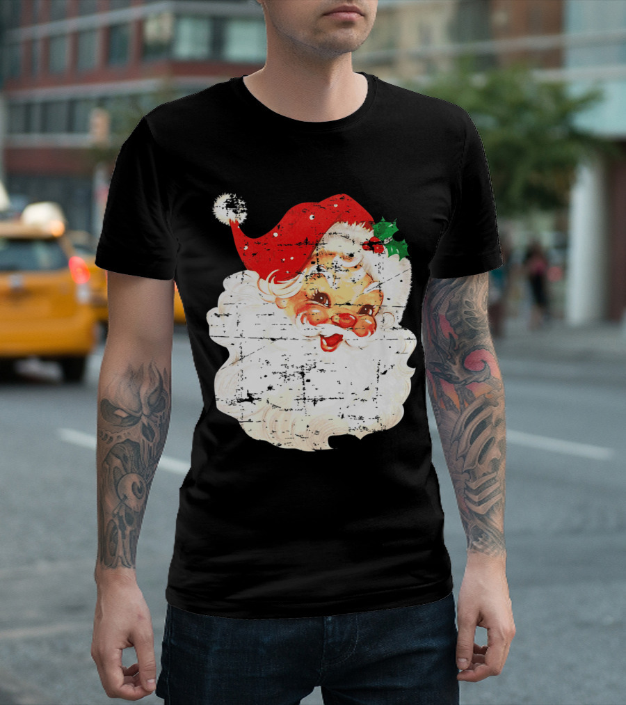 Distressed Vintage Jolly Old Saint Nick Santa Claus Retro Christmas T-Shirt