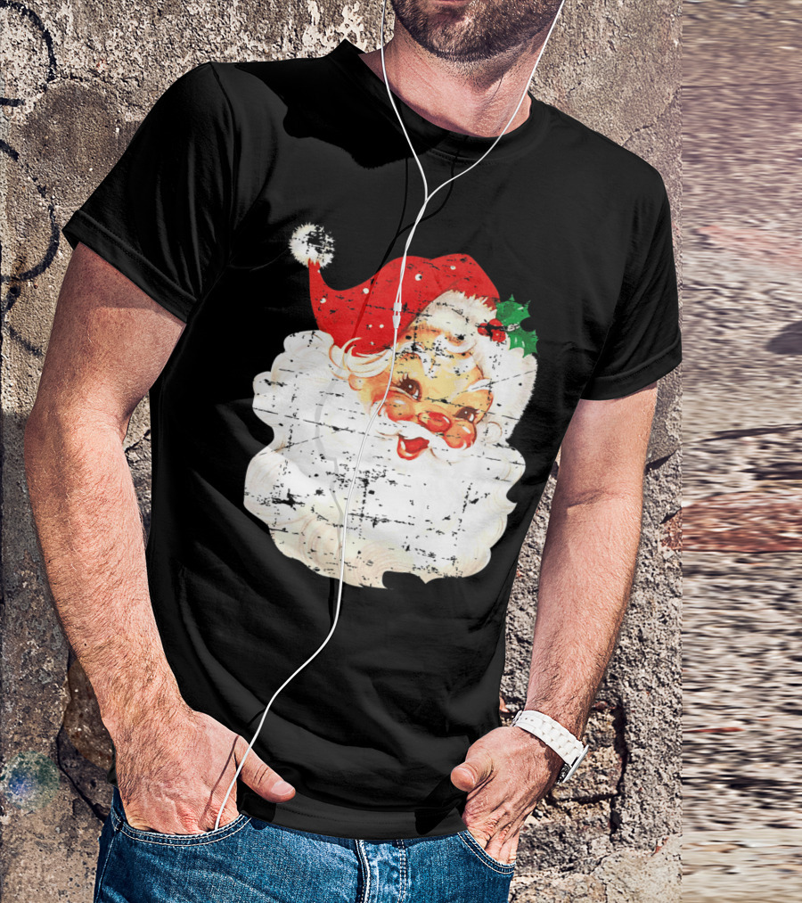 Distressed Vintage Jolly Old Saint Nick Santa Claus Retro Christmas T-Shirt
