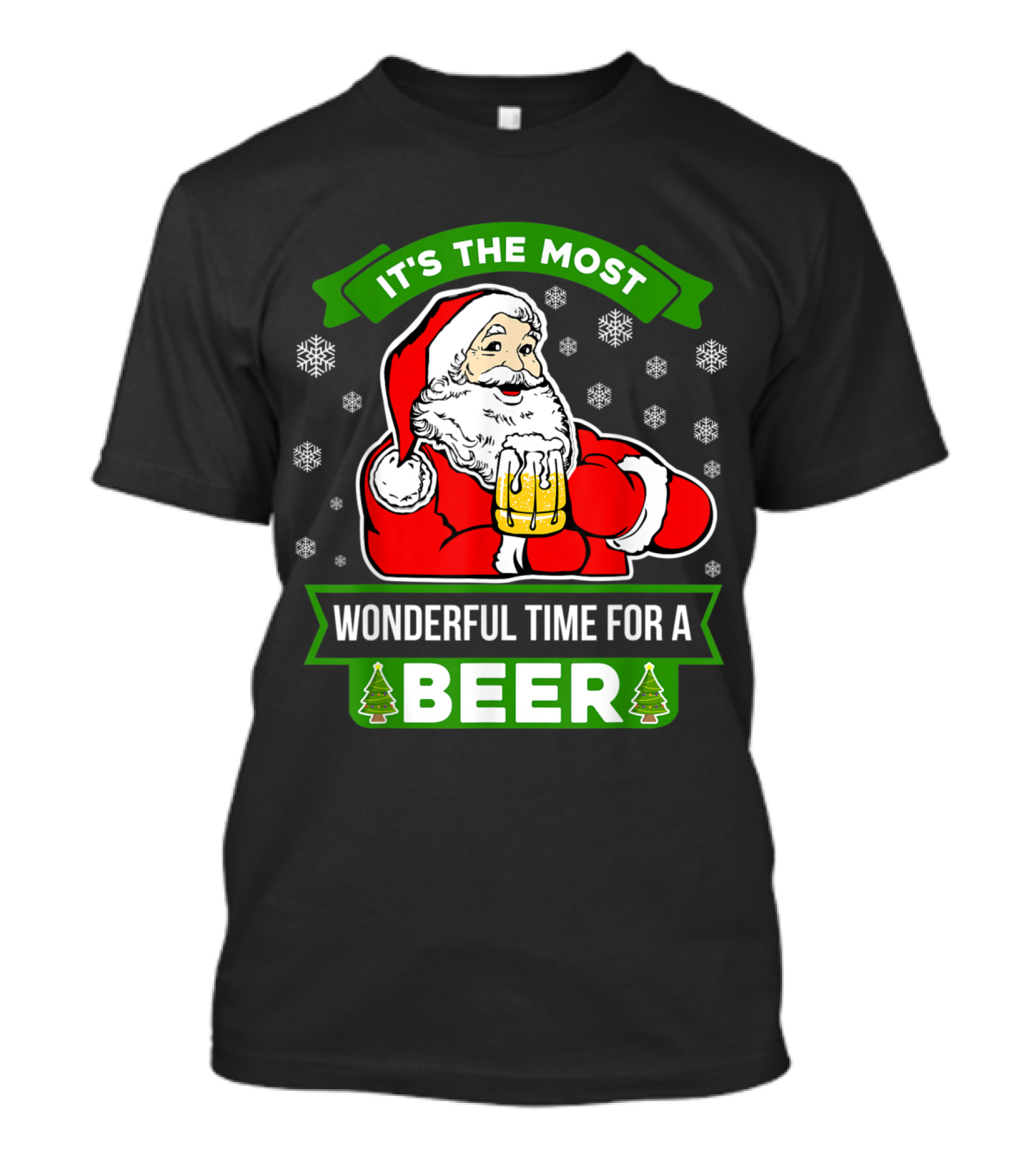 It's The Most Wonderful Time For A Beer Funny Christmas Santa Claus T-Shirt