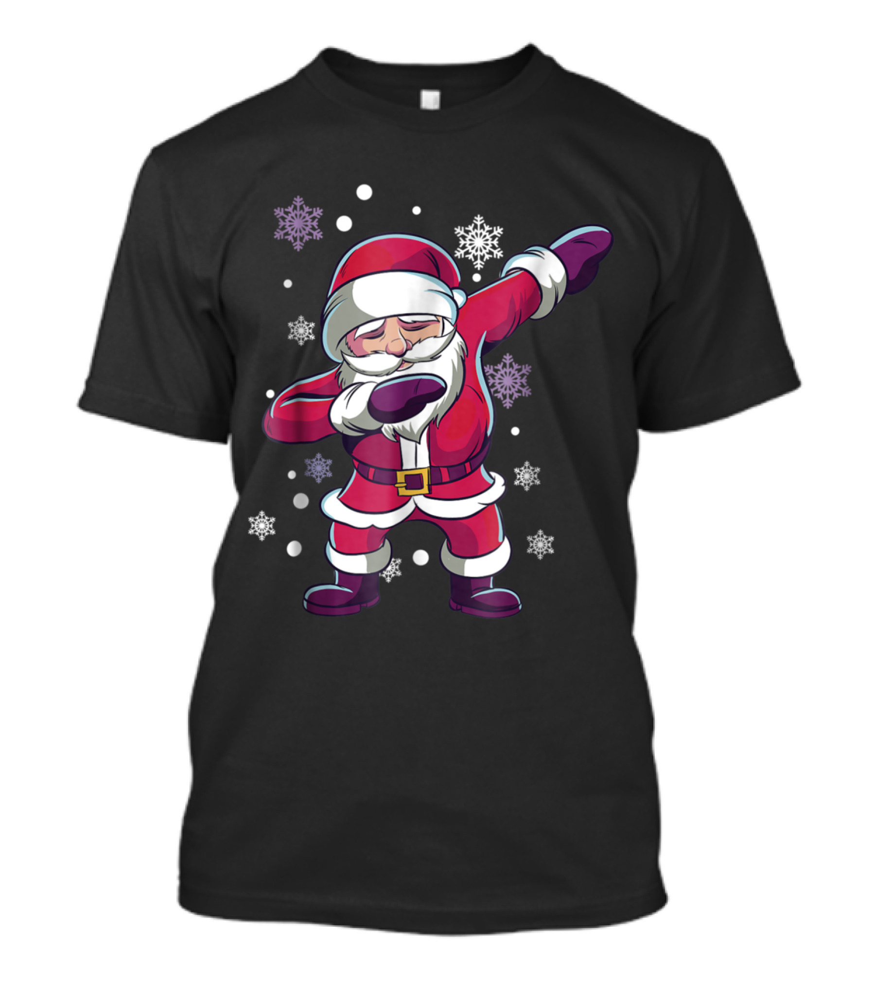 Funny Dabbing Santa Claus With Snowflakes T-Shirt