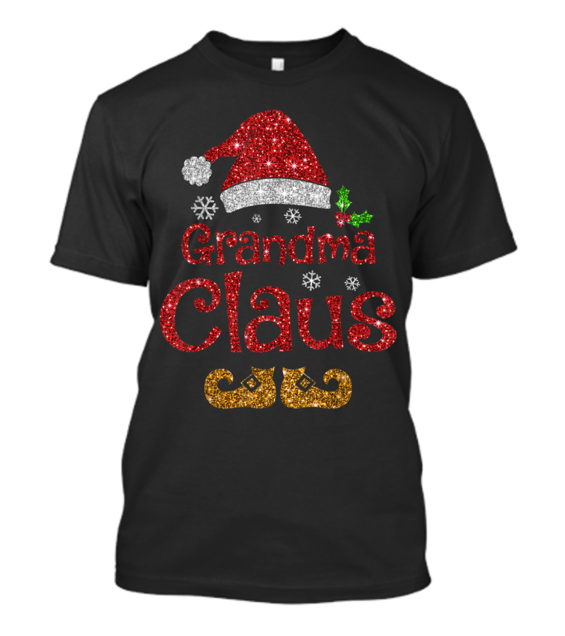 Grandma Claus Sparkling Santa Hat And Elf Shoes T-Shirt