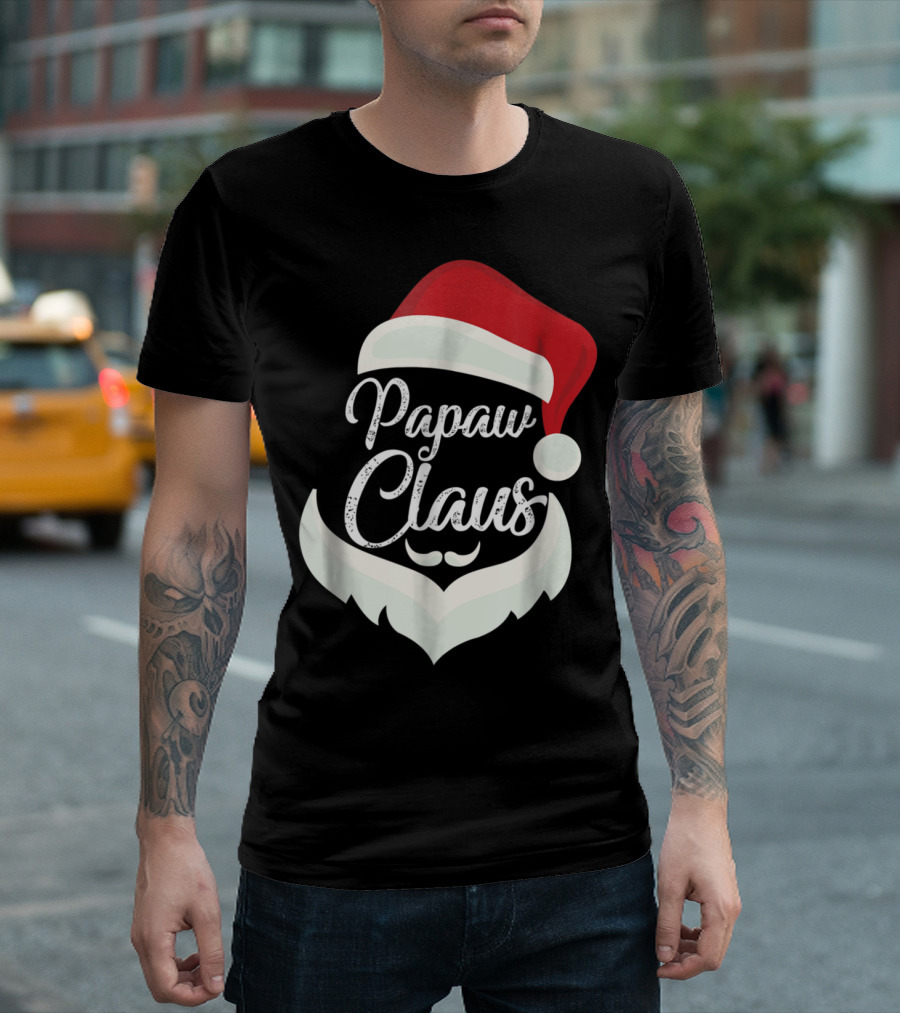 Papaw Claus Christmas Santa Beard and Hat T-Shirt