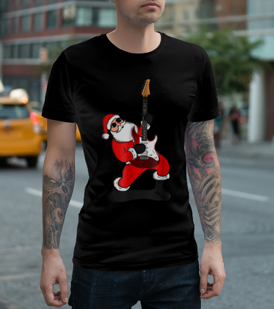 Santa Claus Rocking Guitar Player T-Shirt