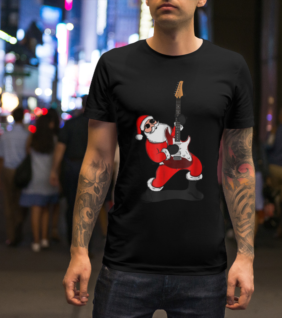 Santa Claus Rocking Guitar Player T-Shirt