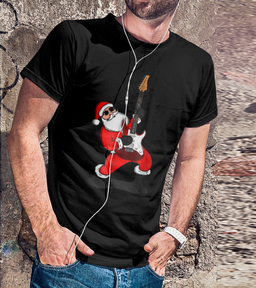 Santa Claus Rocking Guitar Player T-Shirt