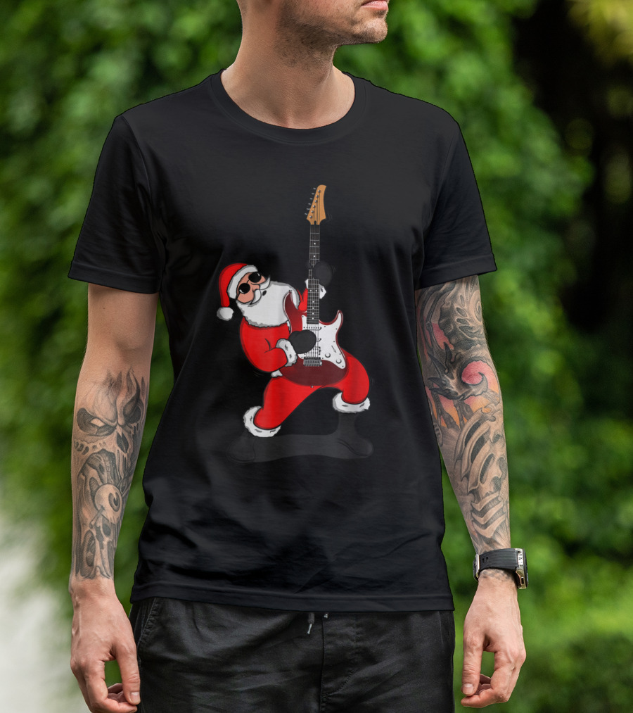 Santa Claus Rocking Guitar Player T-Shirt