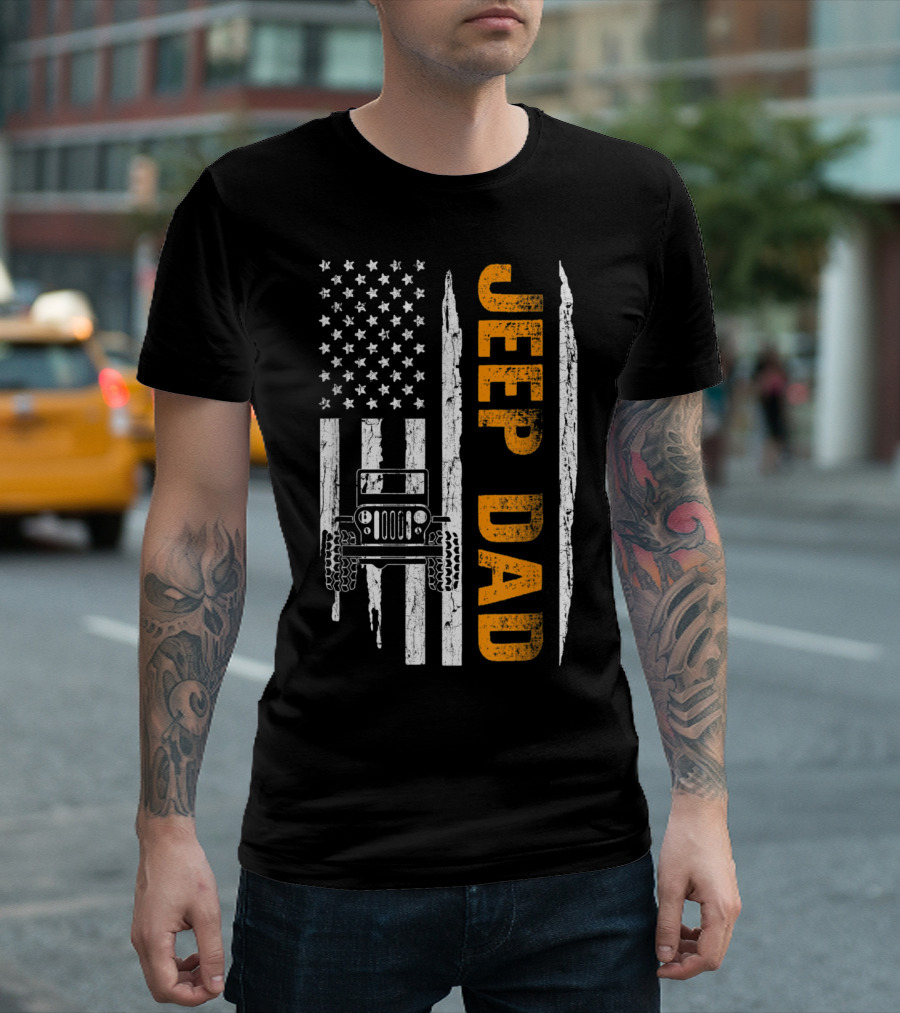 Jeep Dad American Flag Jeeps Offroad T-Shirt