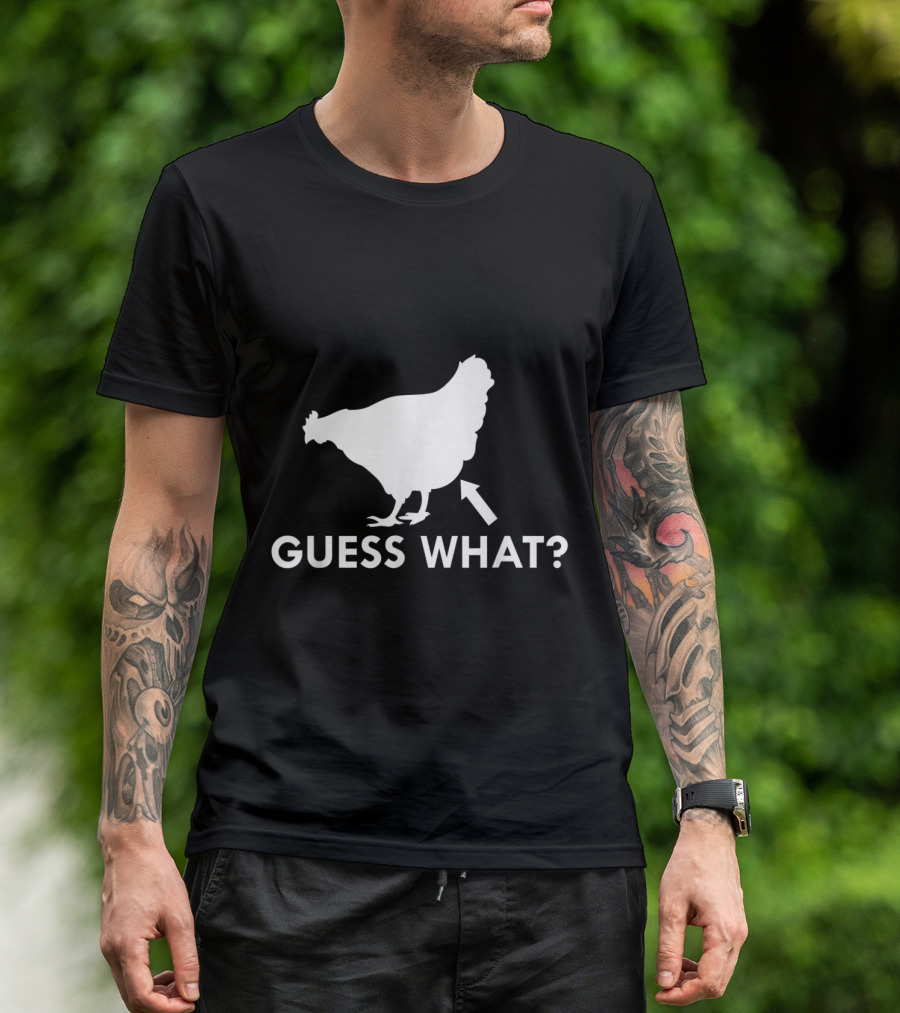Guess What Funny Chicken Joke Men's Teen Boy Teenage Rooster Butt Arrow T-Shirt