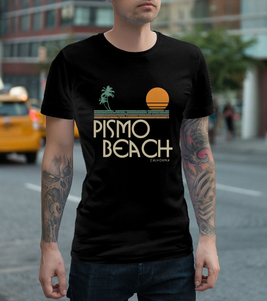 Pismo Beach California Vintage Sunset Palm Trees T-Shirt