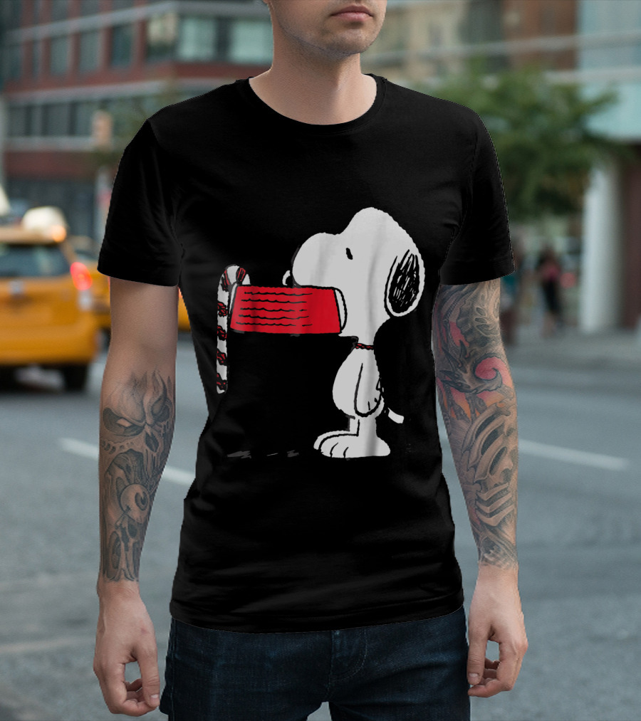 Snoopy Peanuts Christmas Candy Cane Holiday T-Shirt