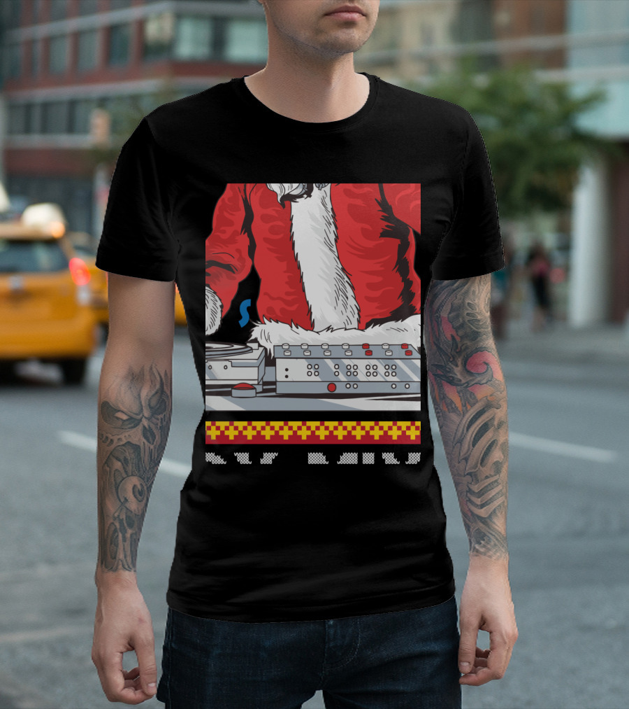 Merry Mixmas Funny Christmas DJ Santa Music Party Ugly T-Shirt