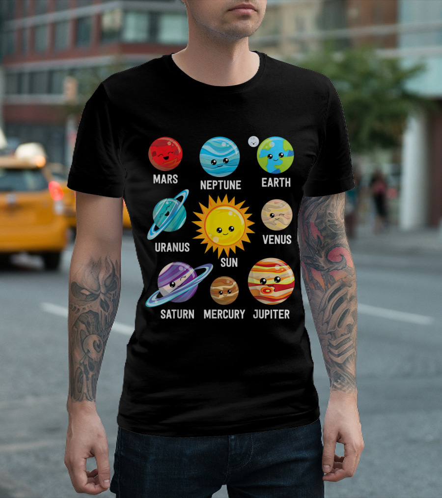 Mars Neptune Earth Uranus Sun Venus Saturn Mercury Jupiter T-Shirt