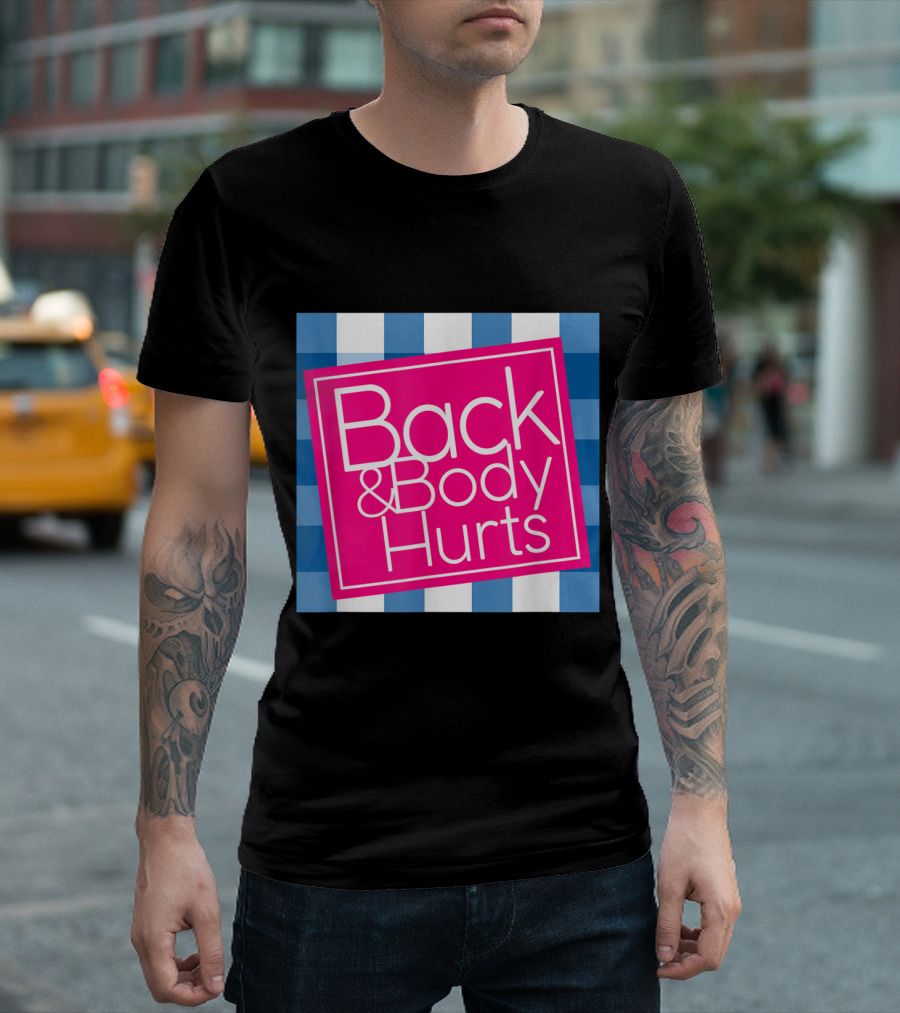 Back And Body Hurts Blue Checkered Pink Box T-Shirt