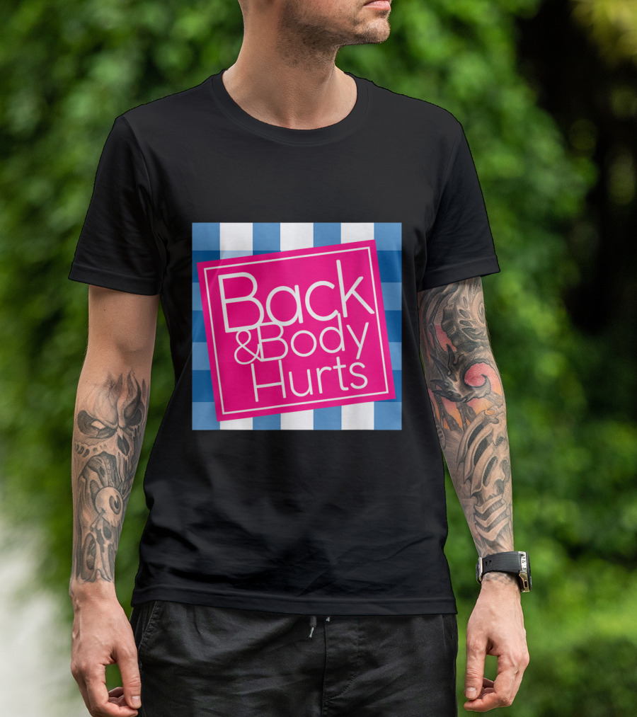 Back And Body Hurts Blue Checkered Pink Box T-Shirt