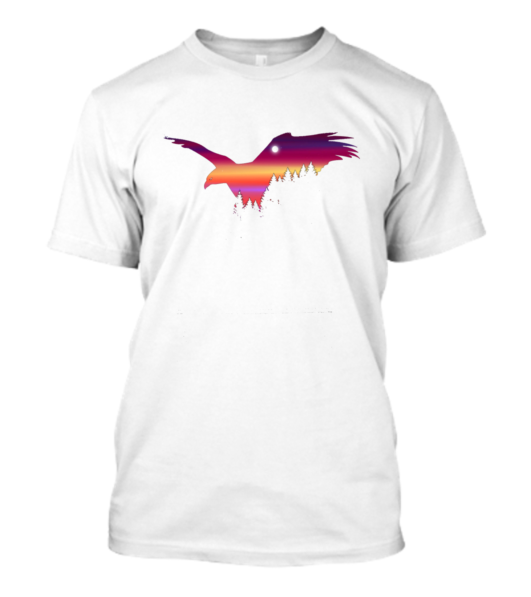 Beautiful Flying Eagle Surreal Sunset Sky With Forest T-Shirt