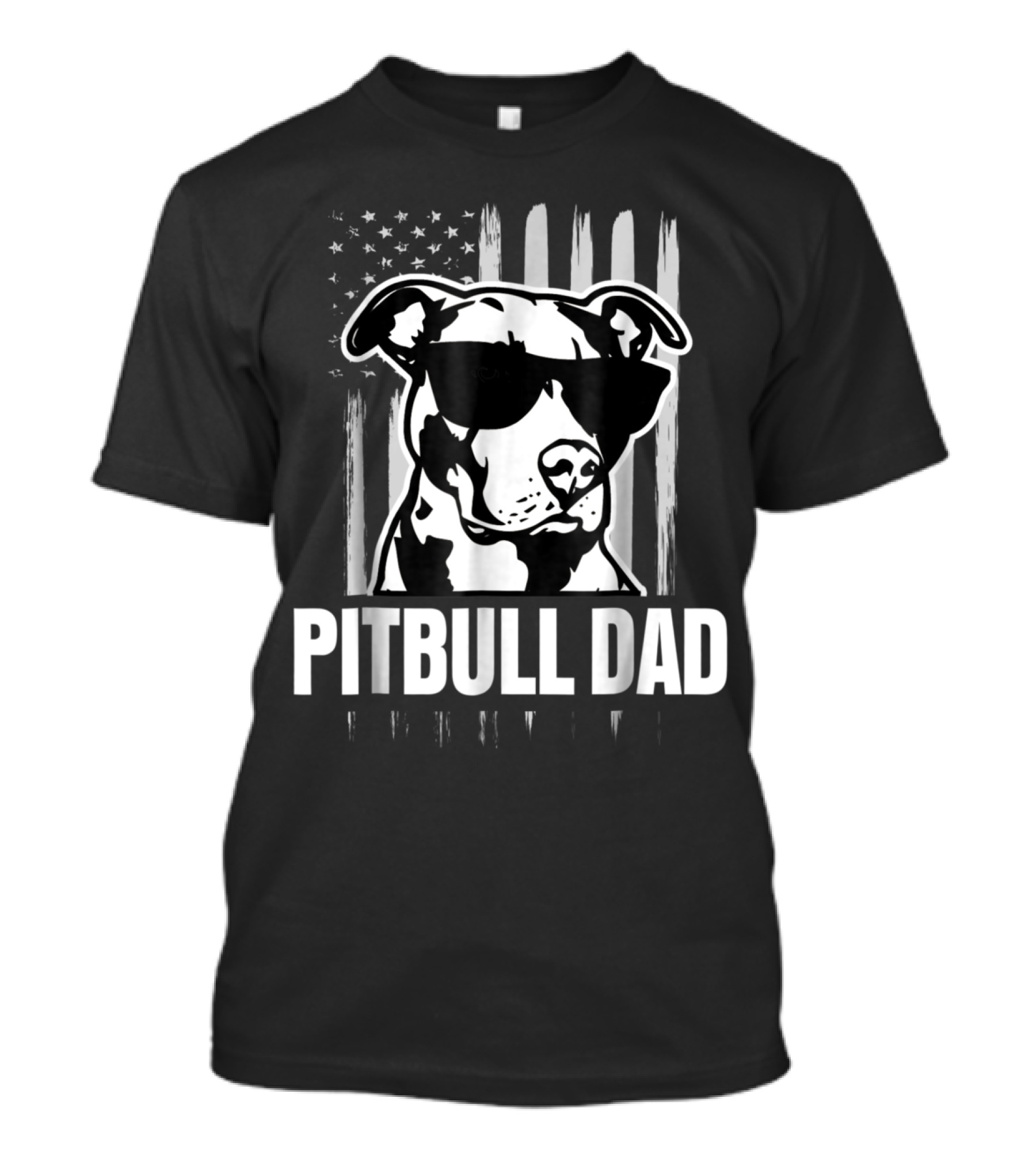 Pitbull Dad American Flag Sunglasses Dog T-Shirt