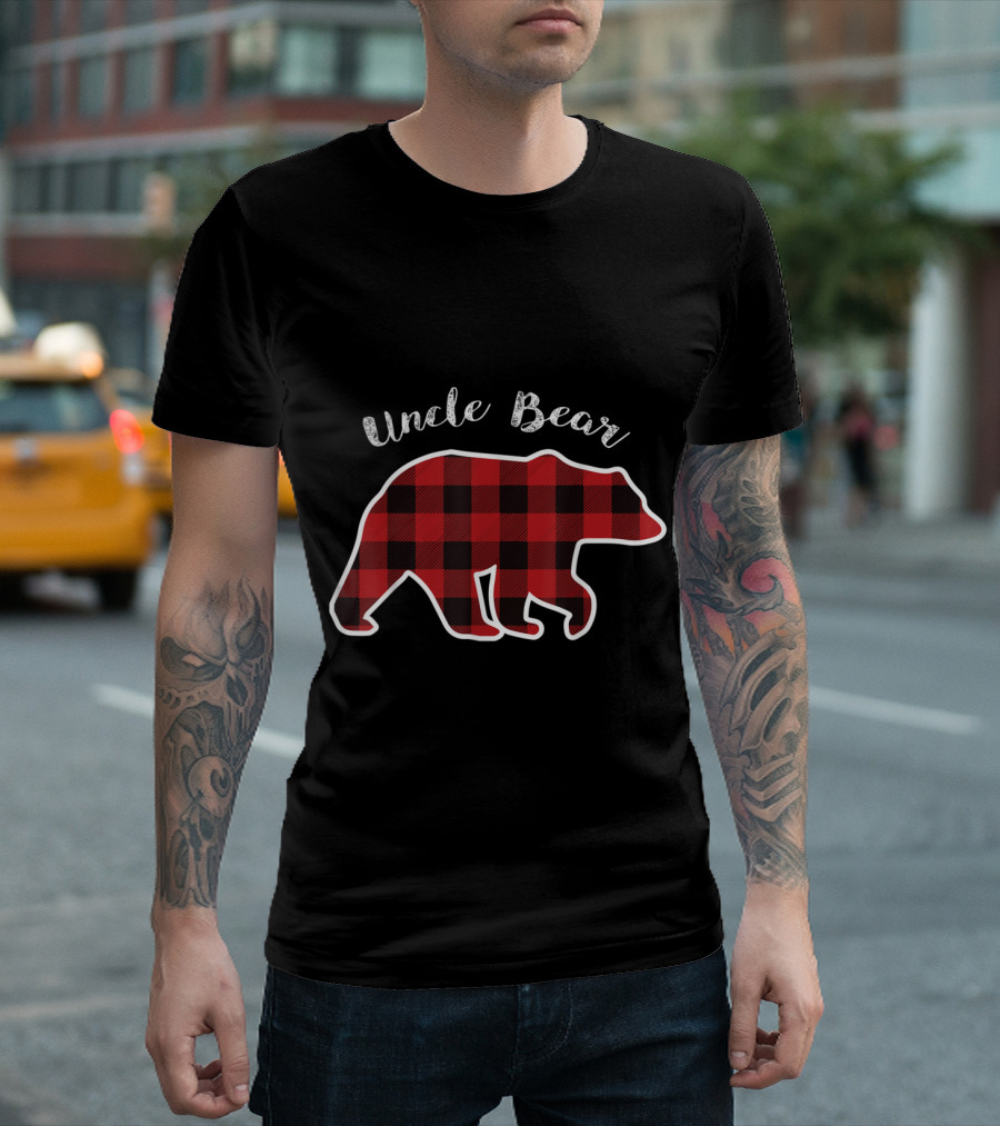 Uncle Bear Red Plaid Bear T-Shirt
